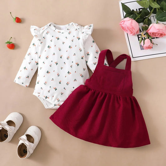 2-Delige Baby Prinses Jurk Rood Set