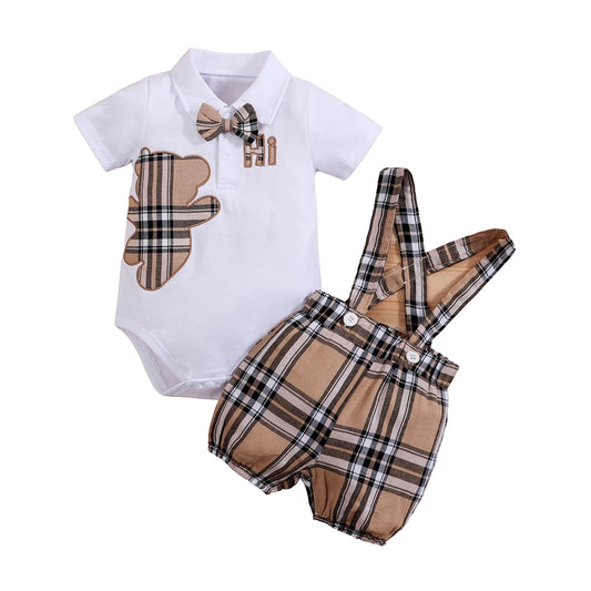 2-delige Baby Jongens Set Beer Bodysuit + Bretelbroek